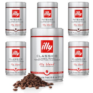 6 יח' פולי קפה illy - אריזות 250 גרם חצי חצי